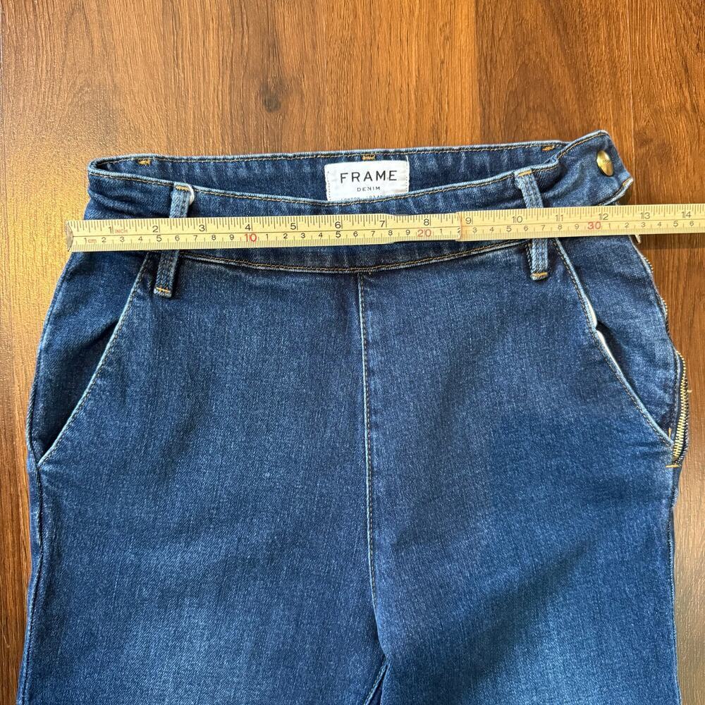 Frame Denim Flounce Jeans Delavan Blue Sz 26 Crop Flare Side Zip Boho - Picture 4 of 9